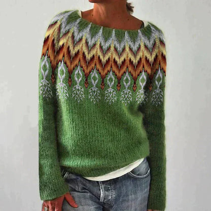Frauen Strickpullover Bunt Gemustert Winter