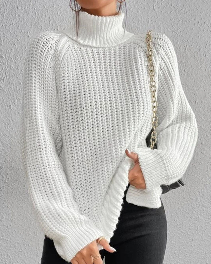 Damen Pullover Herbst Rollkragen Großzügig