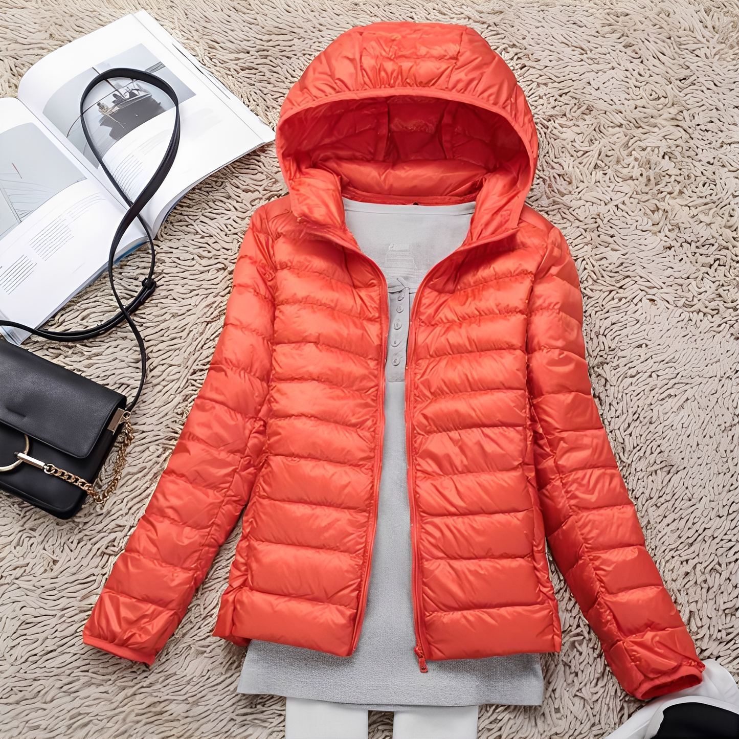 Schmale Damen Daunenjacke Bequem Warm