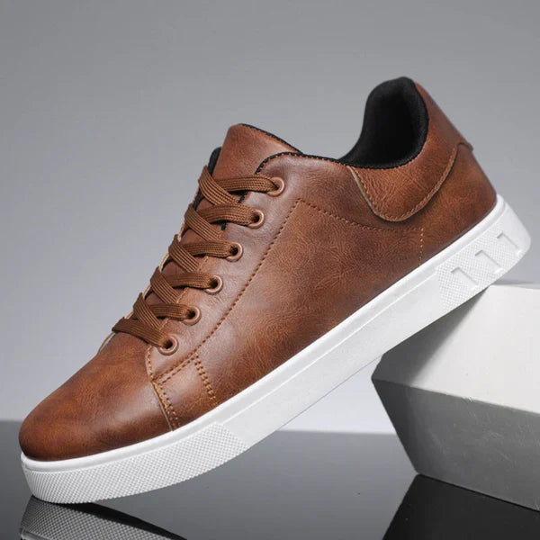 Charlie - Moderne Leder-Sneaker Bequem Laufsohle - IdealeKleiden