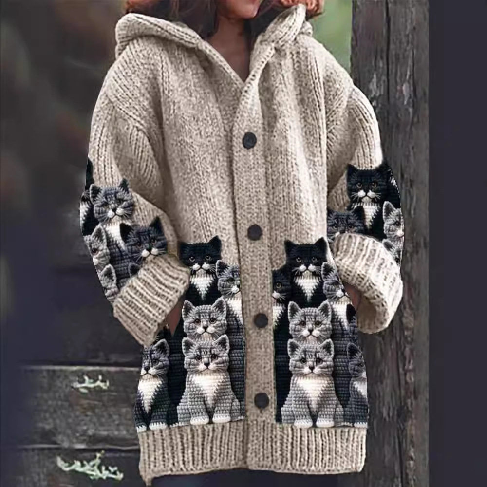 Weiches Katzen Cardigan Gemütlich Gestrickt