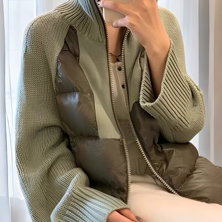 Moderne Strickjacke Damen Reißverschluss Parka