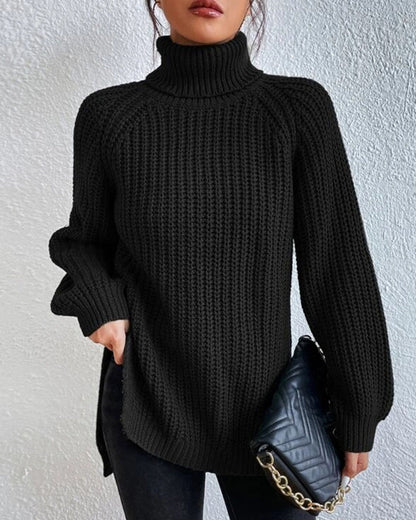 Damen Pullover Herbst Rollkragen Großzügig