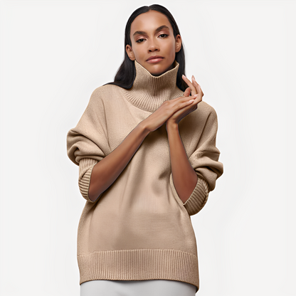 Damen Pullover Lässig Höher Kragen