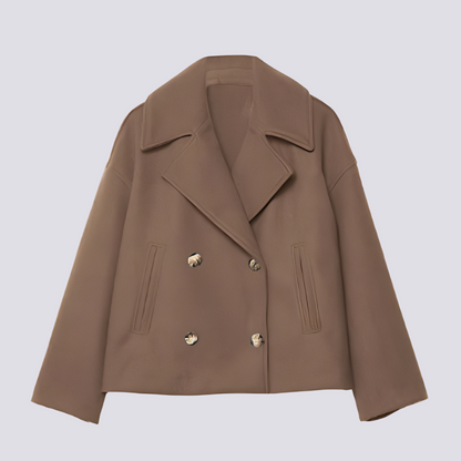 Stylische Damen Wolljacke Kurz Revers