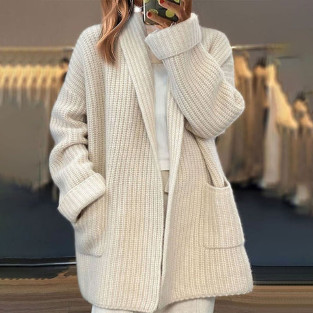 Damen Strickjacke Wollmix Klassisch Elegannt