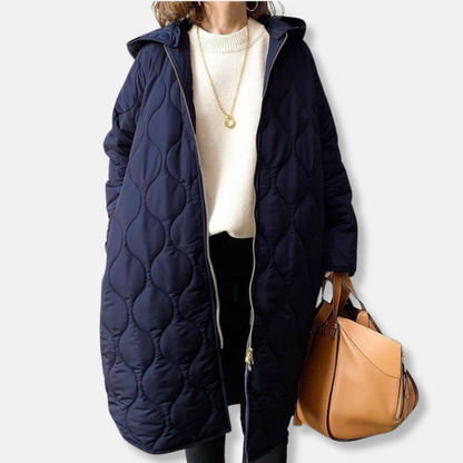 Winterjacke Damen Lang Quilted Oversized Kapuze - IdealeKleiden