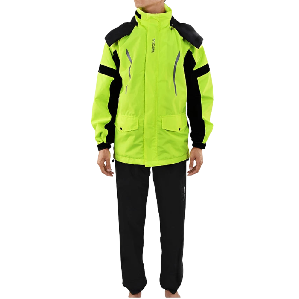 Herren Regenjacke Motorrad Wasserdicht Reflexschwarz
