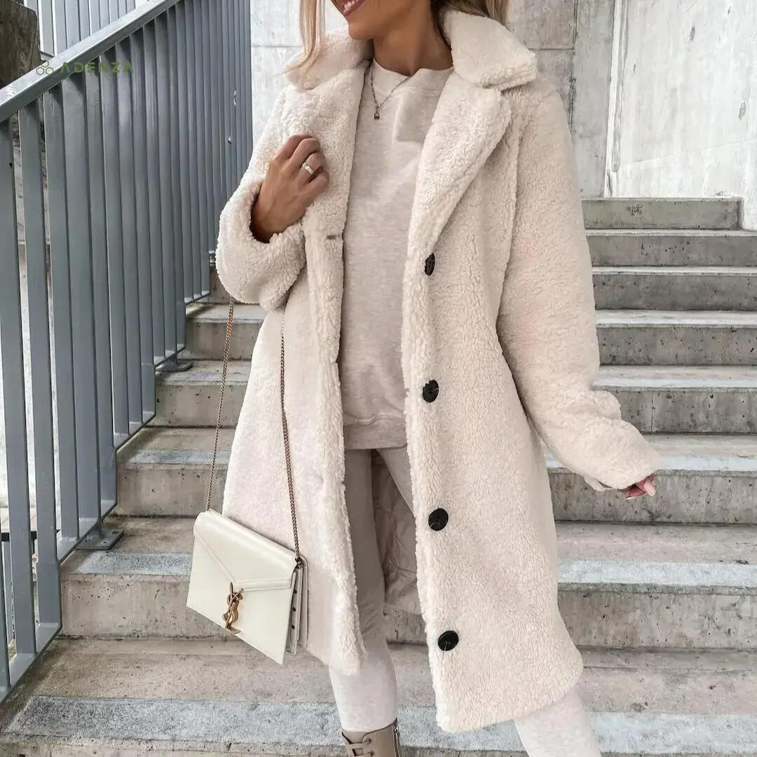 Teddy-Mantel Damen Weich Oversized Lang