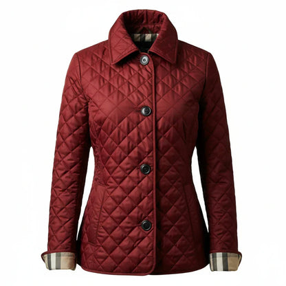 Damen Steppjacke Diamant Muster Elegante Knöpfe