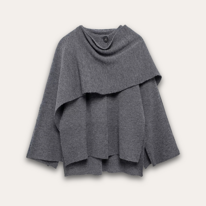Modischer Poncho Pullover Damen