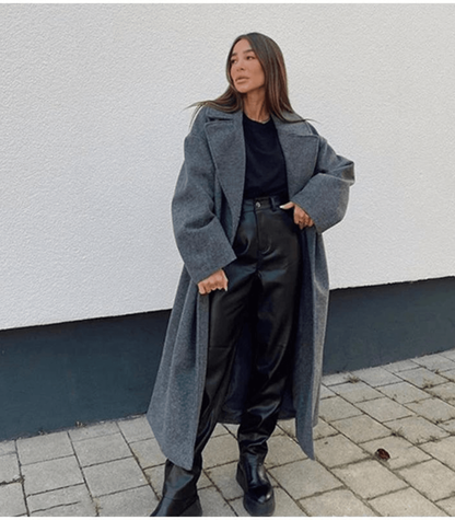 Mantel Damen Wollmischung Klassisch Doppelreiherschluss - IdealeKleiden