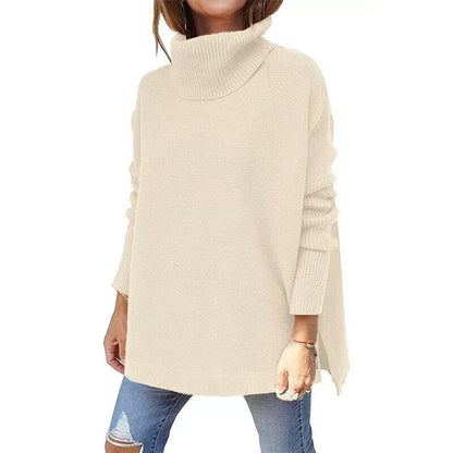 Damen Pullover Bequem Rollkragen Herbst