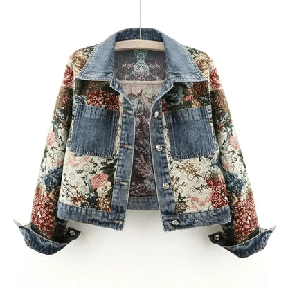 Sommerjacke Blumenmuster Denim