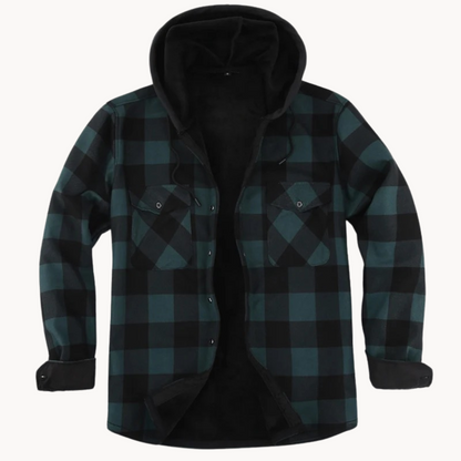 Herren Flanelljacke Fleece Gefüttert Kapuze Warm