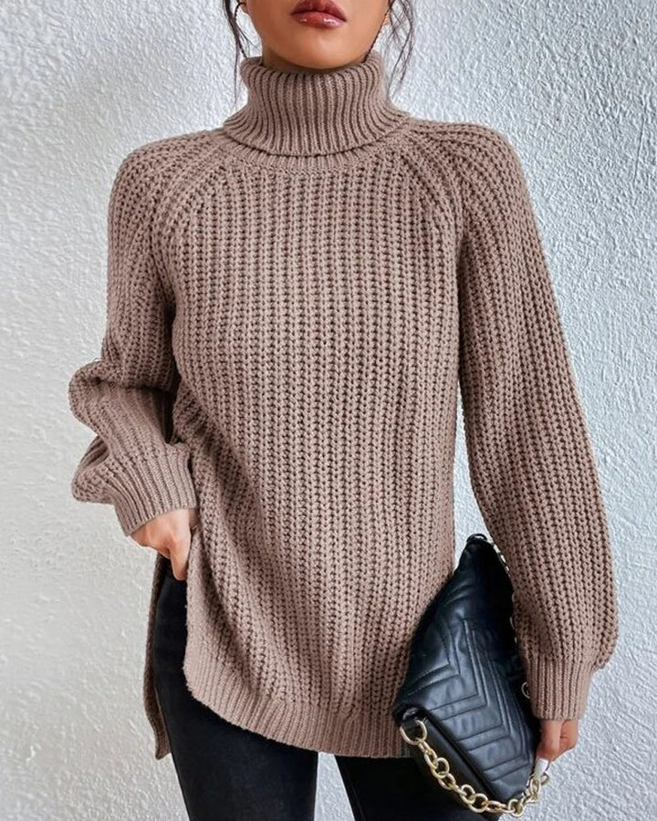 Damen Pullover Herbst Rollkragen Großzügig