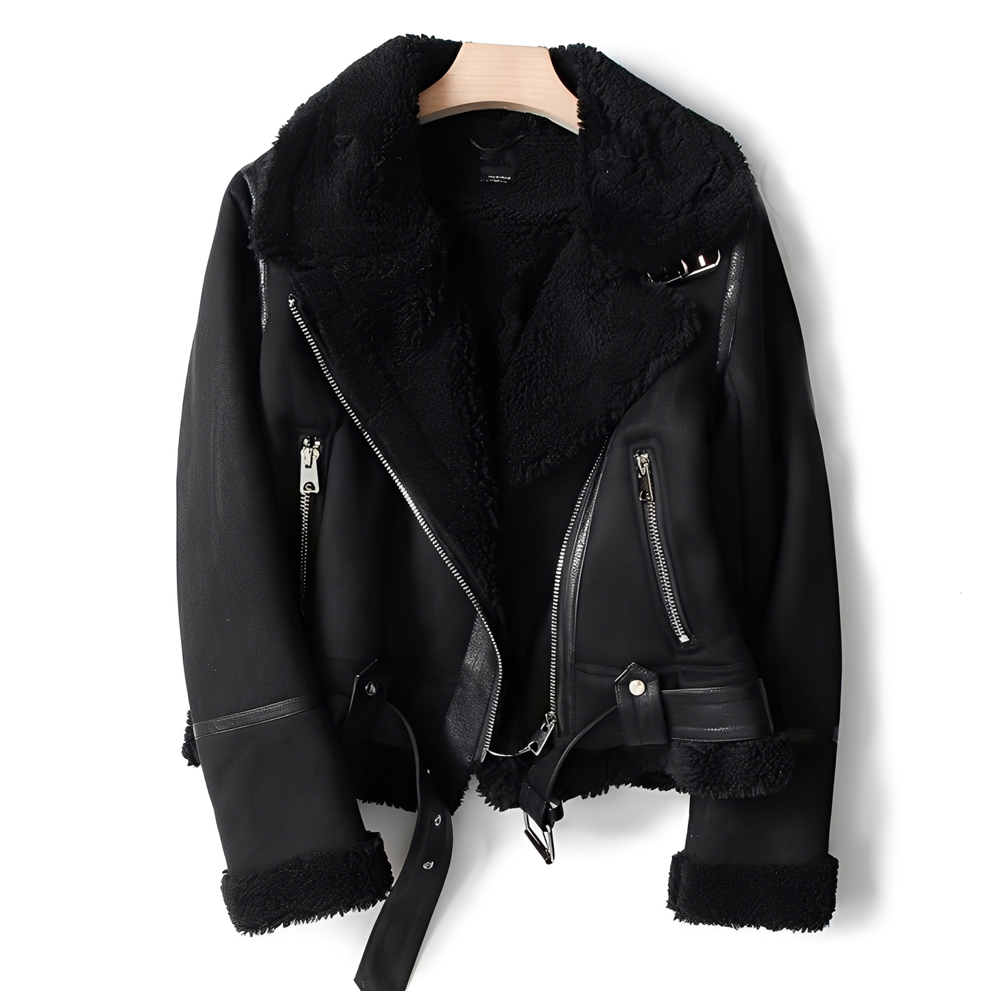 Modische Damenlederjacke Wildleder Schnitt