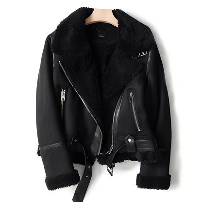 Modische Damenlederjacke Wildleder Schnitt