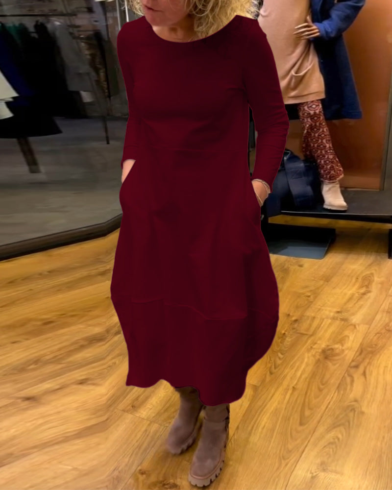 Elegantes Einfarbiges Damenkleid