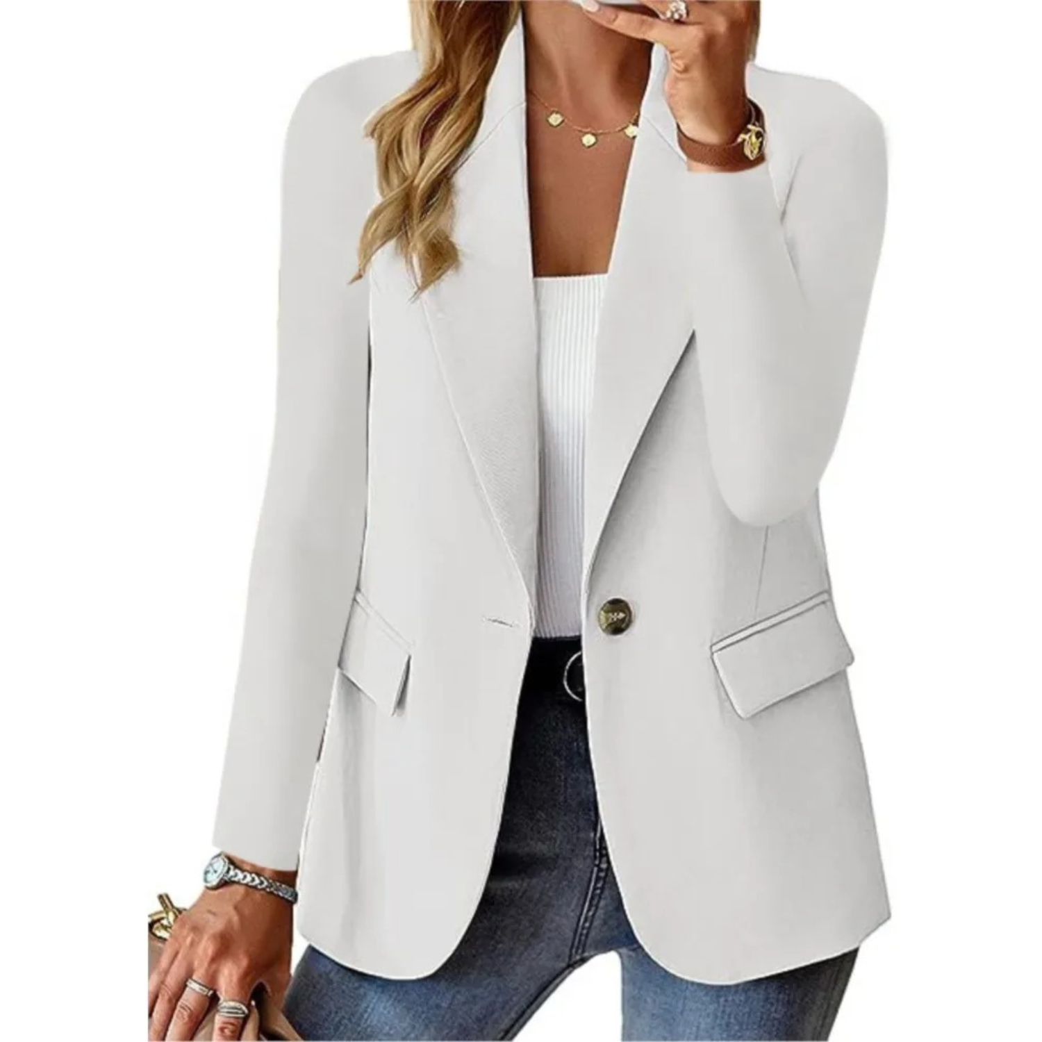 Damenschuhe nicht passend, korrigiert: Frauen Blazer Langarm Elegant Schnalle Herbst - IdealeKleiden