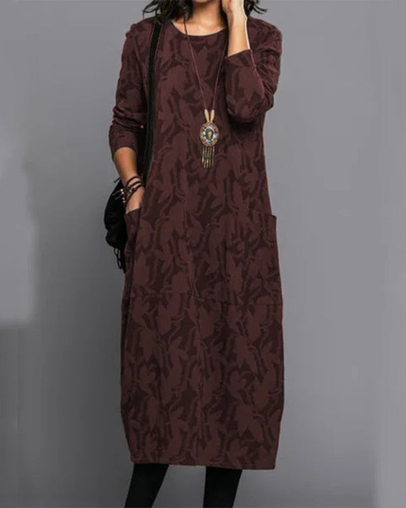 Elegantes Langarm-Kleid mit Taschen