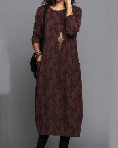Elegantes Langarm-Kleid mit Taschen