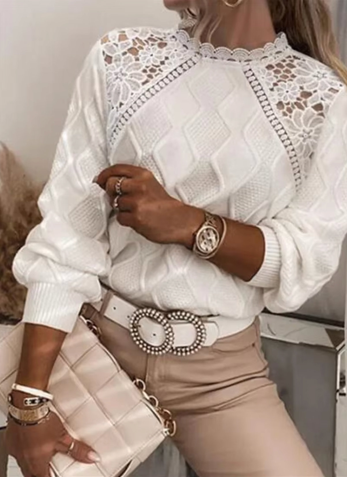 Spitze Pullover Elegant Strick - IdealeKleiden