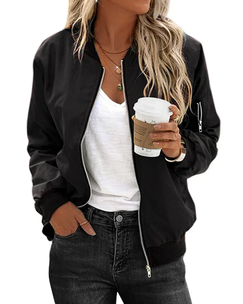 Stylische Bomberjacke Vollzip mit Seitentaschen