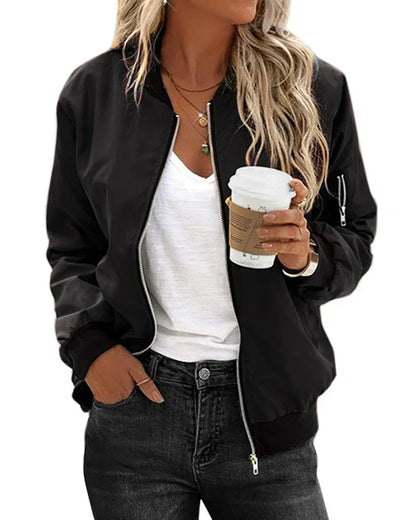 Stylische Bomberjacke Vollzip mit Seitentaschen