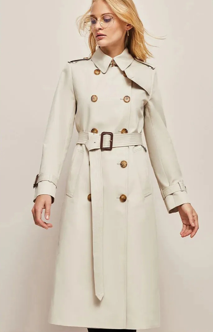 Eleganter Damen Mantel Lang Reverskragen