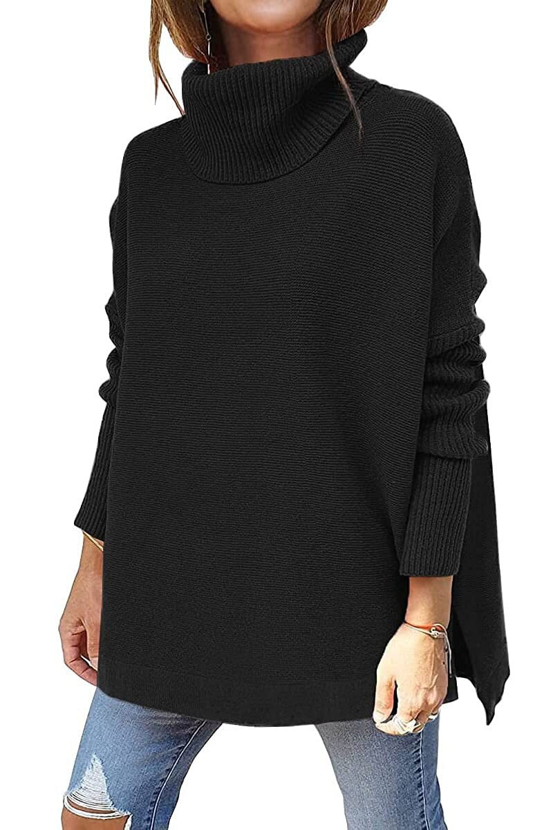 Damen Pullover Bequem Rollkragen Herbst