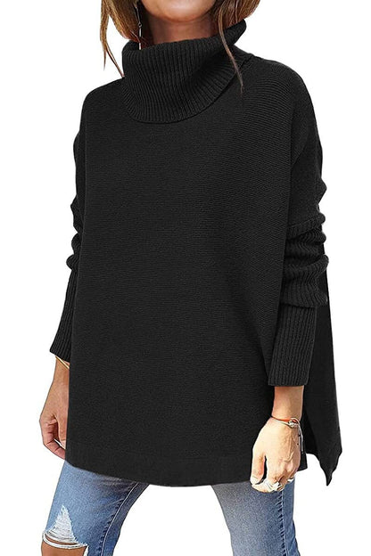 Damen Pullover Bequem Rollkragen Herbst