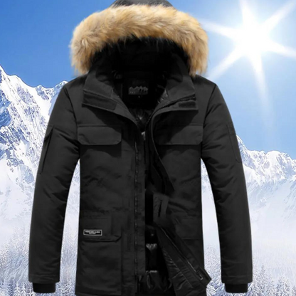 Herren Parka Winterjacke mit Pelz Kragen