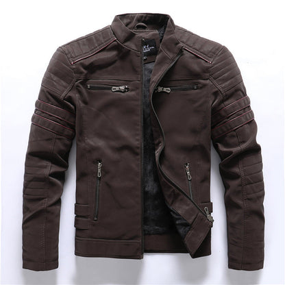 Herren Lederjacke Bikerstyle Rot