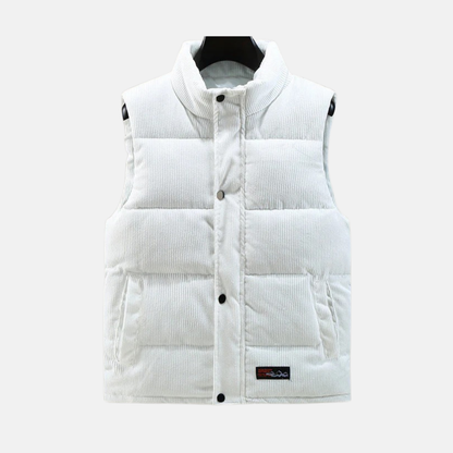 Herrenweste Cord Relaxed Fit Hoher Kragen