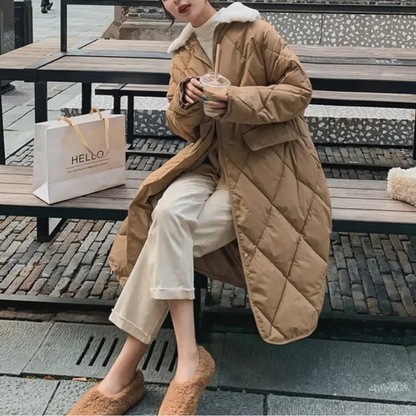 Übergroße Steppjacke Herbst Winter Pelz