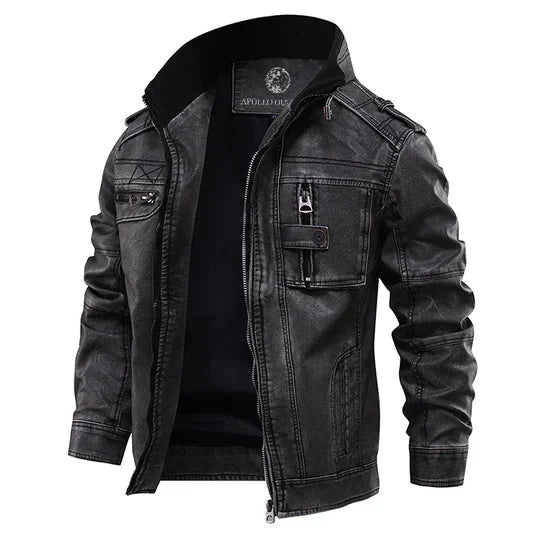 Herren Lederjacke Biker Stil Premium Qualität - IdealeKleiden