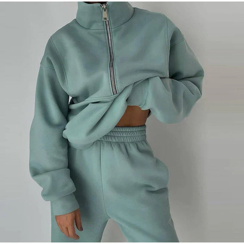 Damen Sweatshirt Herbst Trainingsanzug Set