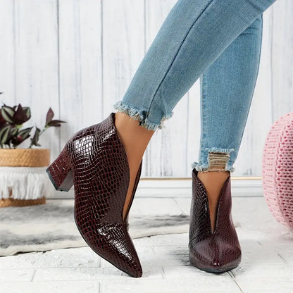 Glänzende Stiefeletten Croco Muster Elegant