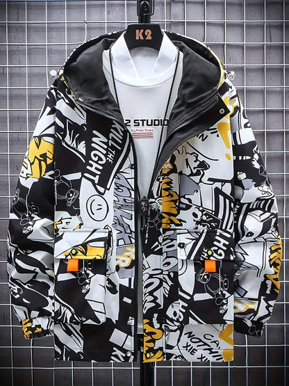 Stilvolle Graffiti-Windjacke Herren Trend