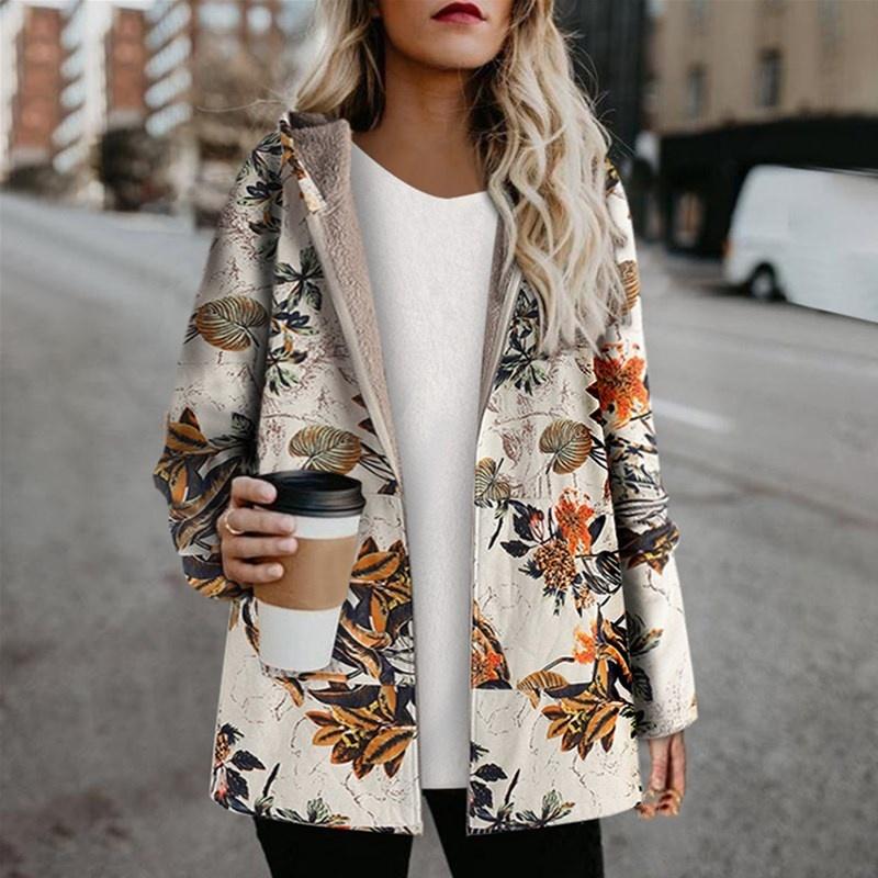 Stilvolle Damenjacke Blumenmuster Warm - IdealeKleiden