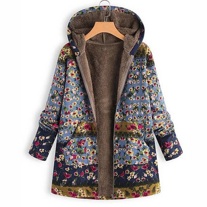 Stilvolle Damenjacke Blumenmuster Warm