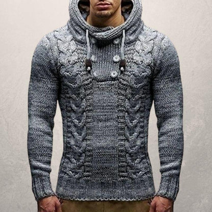 Wollpullover Kapuze Slim Fit Moderne Passform