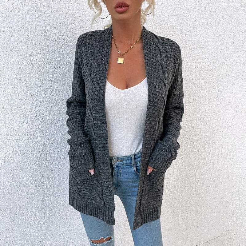 Kuschelige Cardigan Strickjacke Offen Vorne Lockere Passform