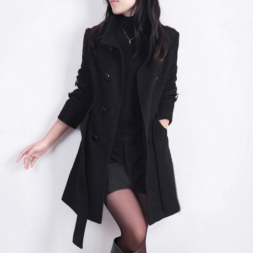 Zweireihiger Wollmantel Damen Tailliert Elegant