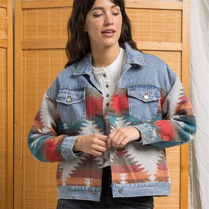 Stylische Aztekenjacke Bunt Vintage Look