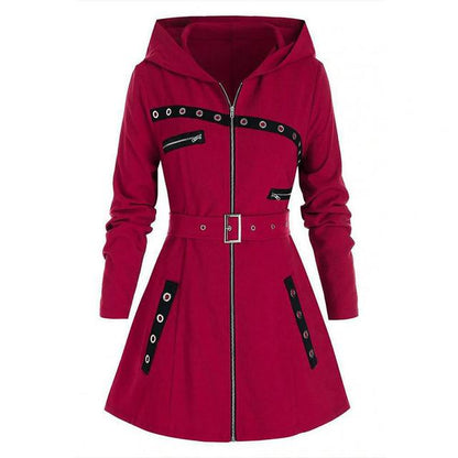 Damen Wintermantel Elegant Langschwarz
