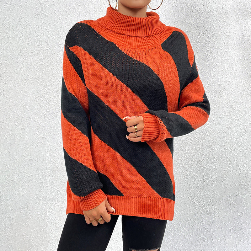Streifiges Kleid | Casual Strickpullover Damen