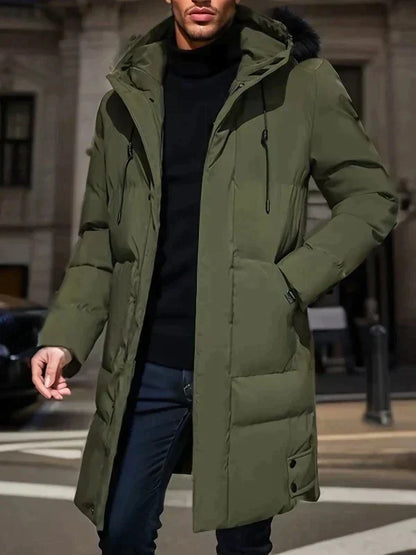 Herren Winterjacke Puffer Kapuzenjacke Lang