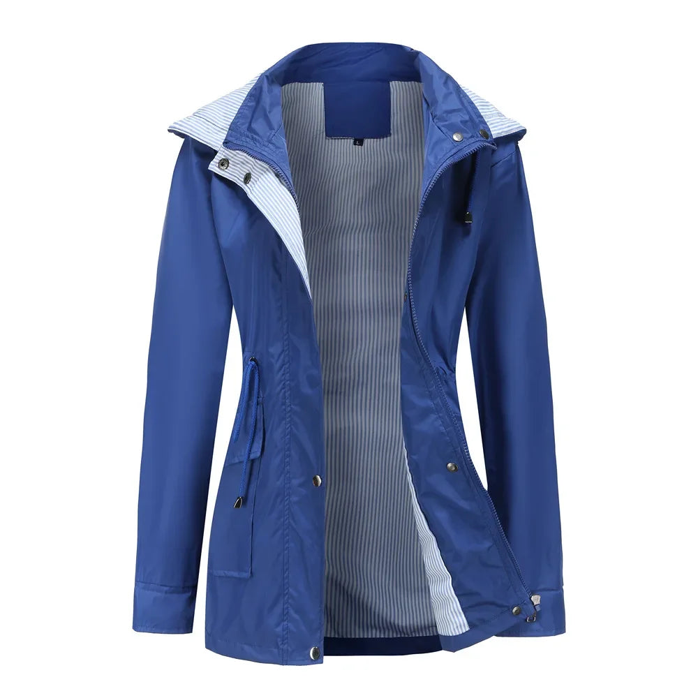 Wasserfeste Damenwindjacke Mit Abnehmbarer Kapuze